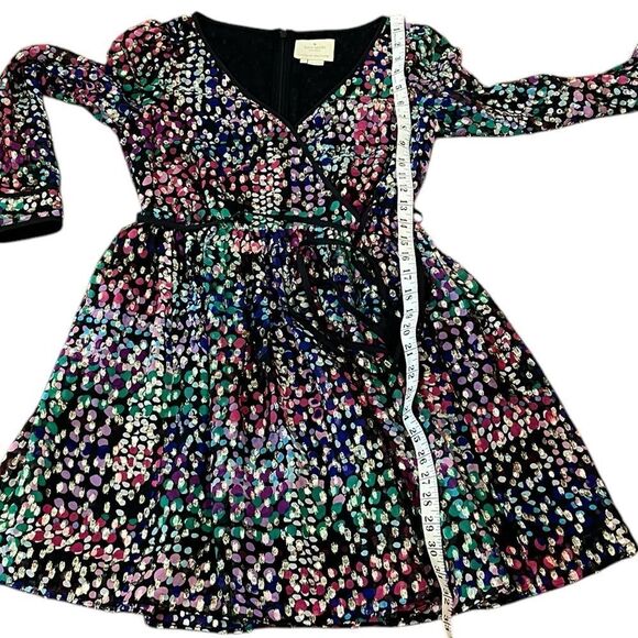 Kate Spade New York Gold Metallic Polkadot Fit And Flare Dress, Size 00 - Picture 13 of 15